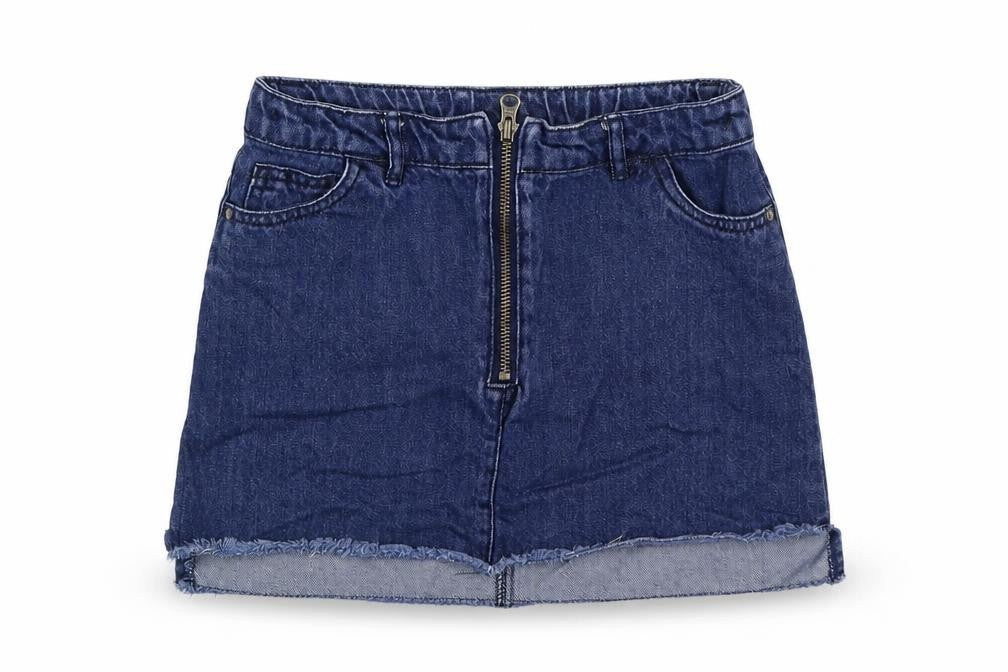 NEXT Girls Blue 100% Cotton Mini Skirt Size 10 Years Regular Zip