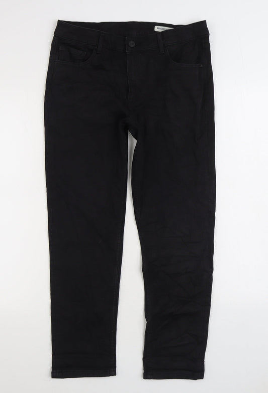 Marks and Spencer Womens Black Cotton Skinny Jeans Size 12 L26 in Regular Zip