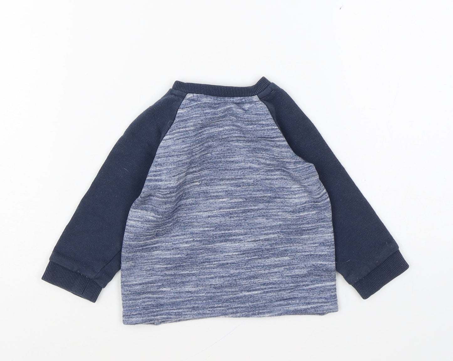 F&F Boys Blue Cotton Pullover Jumper Size 6-9 Months Snap