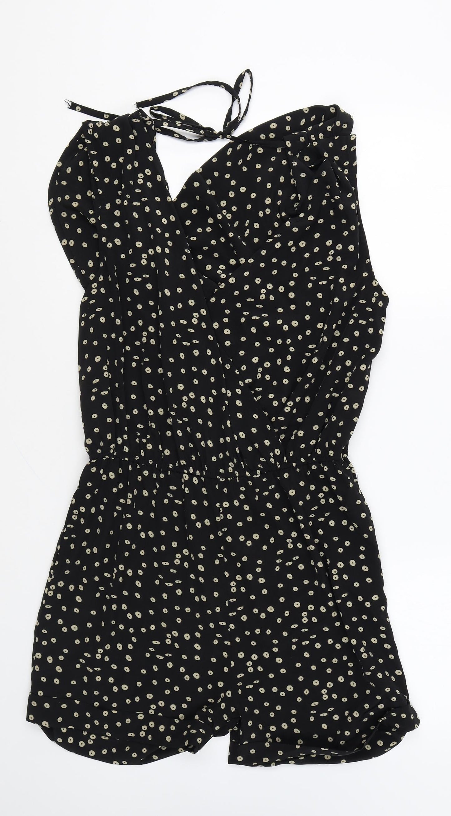 Sweewe Womens Black Geometric Polyester Playsuit One-Piece Size M Tie