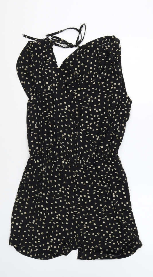 Sweewe Womens Black Geometric Polyester Playsuit One-Piece Size M Tie