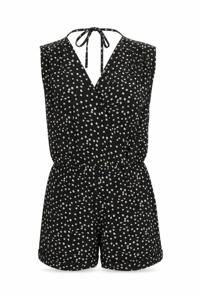 Sweewe Womens Black Geometric Polyester Playsuit One-Piece Size M Tie
