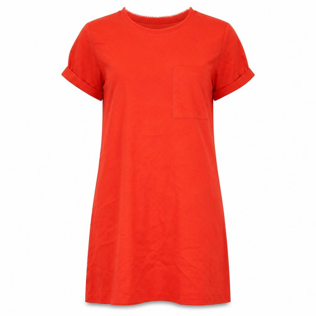 Zara Womens Red Polyester T-Shirt Dress Size S Round Neck Pullover