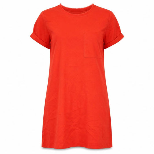 Zara Womens Red Polyester T-Shirt Dress Size S Round Neck Pullover