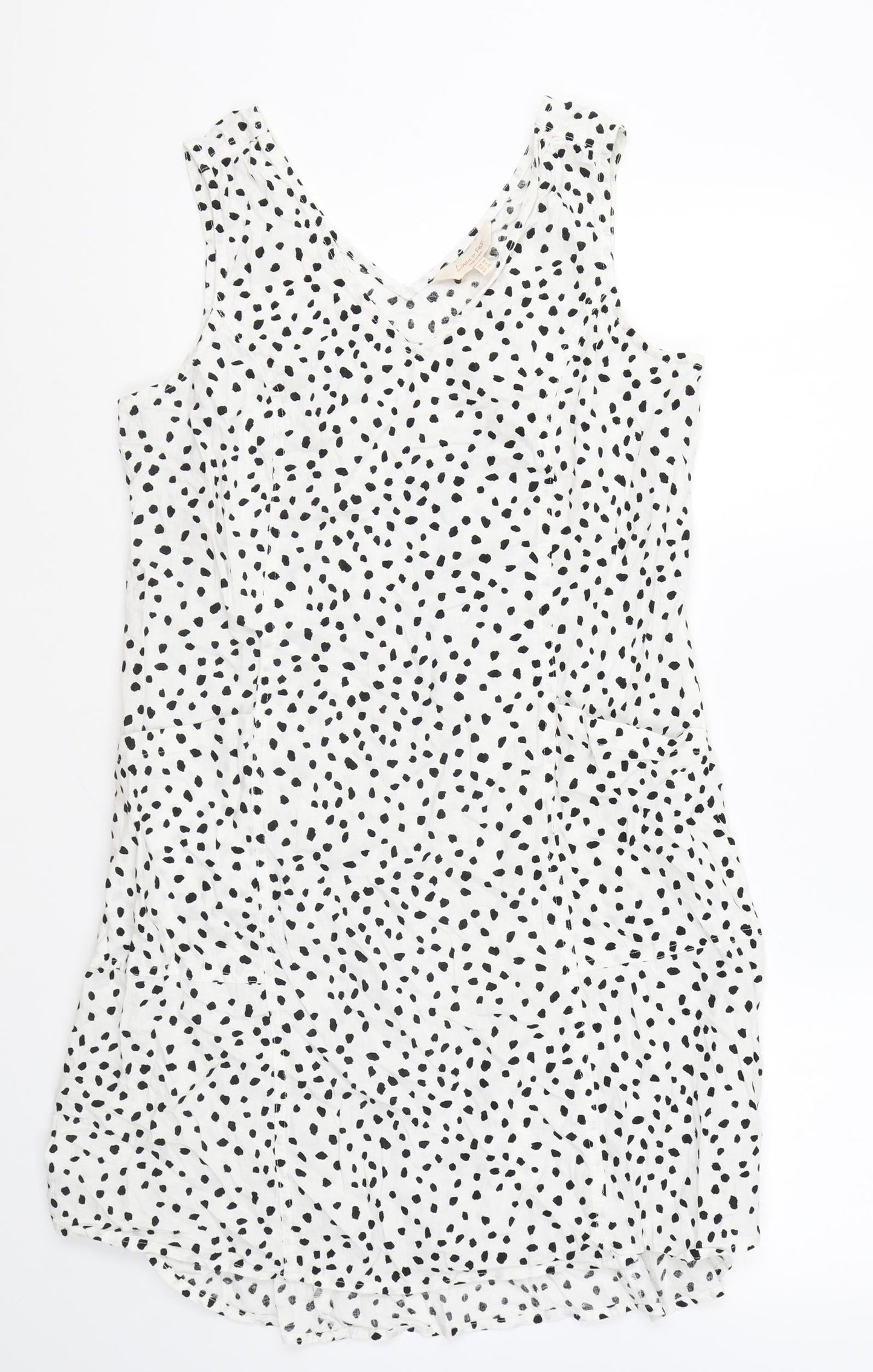 F&F Womens White Geometric Cotton Shift Size 10 V-Neck Pullover