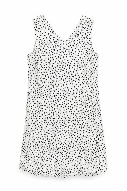 F&F Womens White Geometric Cotton Shift Size 10 V-Neck Pullover