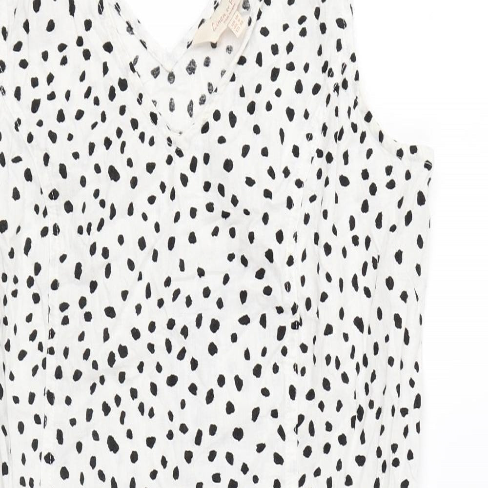 F&F Womens White Geometric Cotton Shift Size 10 V-Neck Pullover