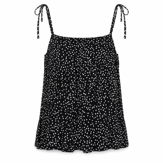 Preworn Womens Black Polka Dot Viscose Camisole Blouse Size 12 Square Neck