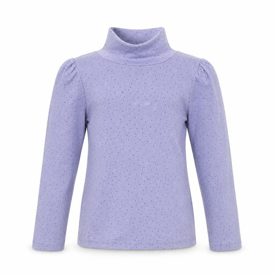 George Girls Purple Polka Dot Cotton Basic T-Shirt Size 5-6 Years High Neck Pullover