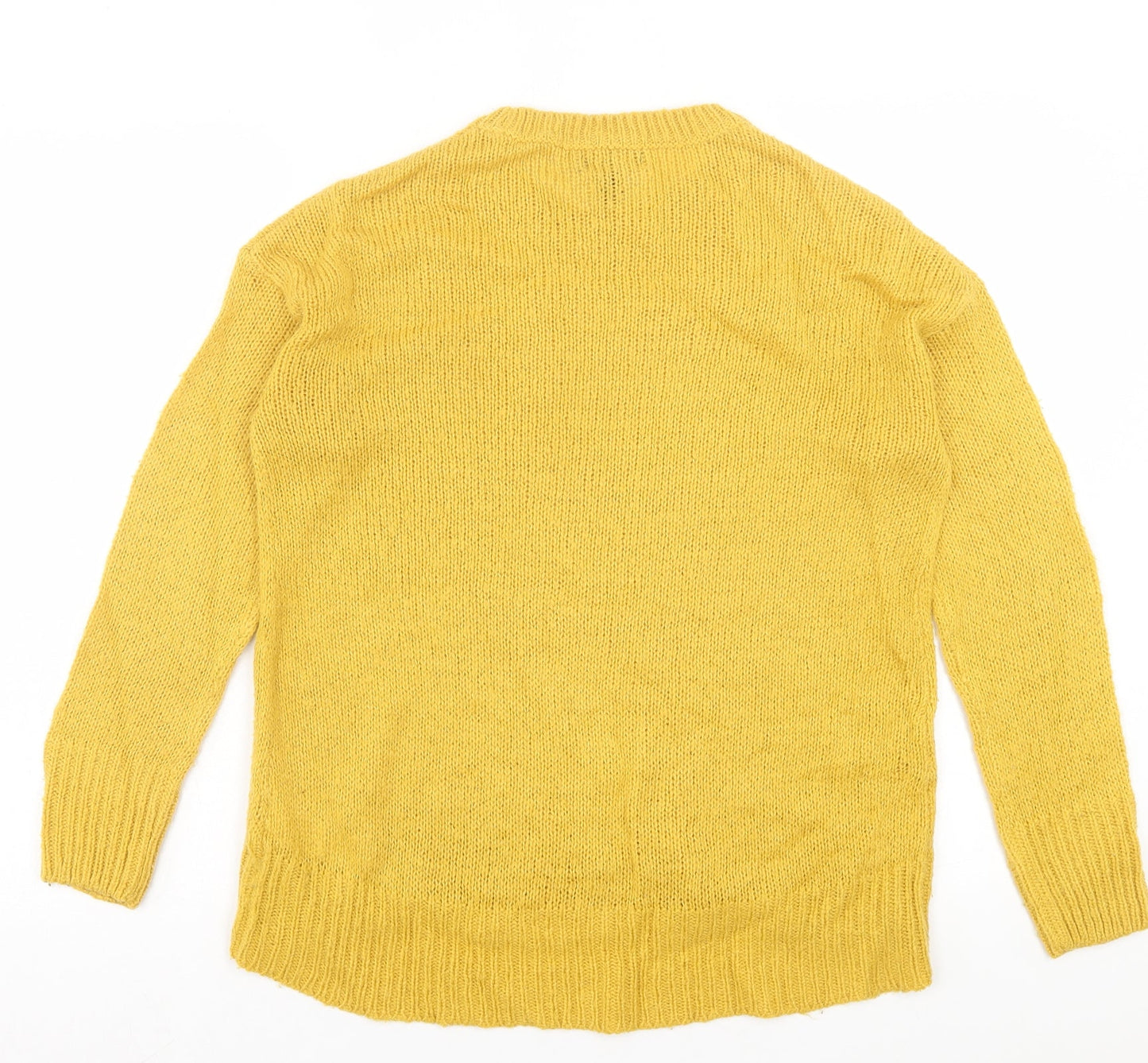 New Look Womens Yellow Collared Acrylic Pullover Jumper Size S