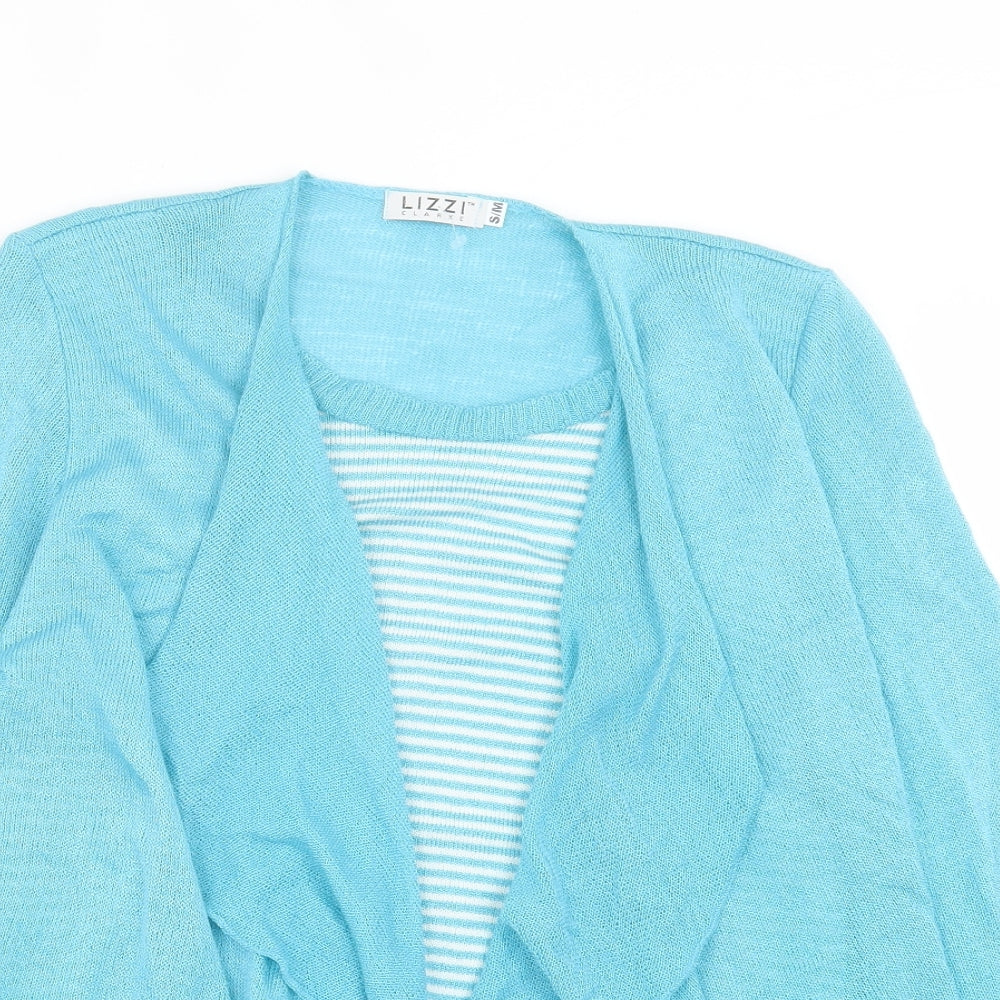 Lizzi Clarke Womens Blue Scoop Neck Striped Acrylic Pullover Jumper Size S