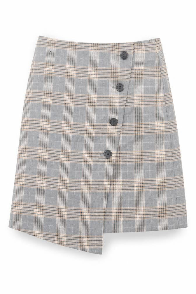 NEXT Womens Brown Plaid Polyester A-Line Skirt Size 6 Zip - Tailored