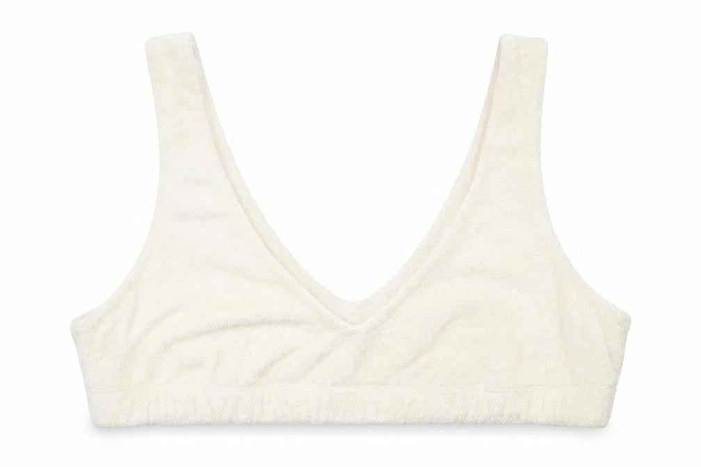 H&M Womens White Polyester Cropped Tank Size S V-Neck