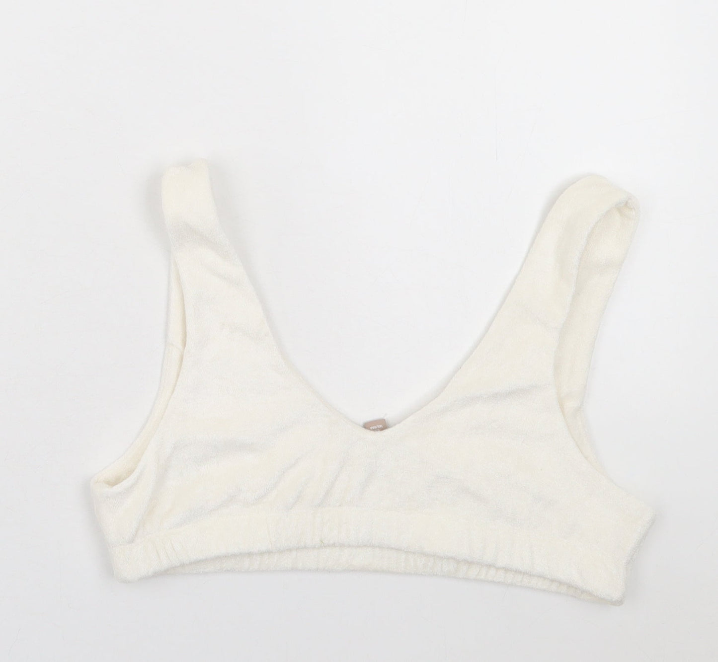 H&M Womens White Polyester Cropped Tank Size S V-Neck