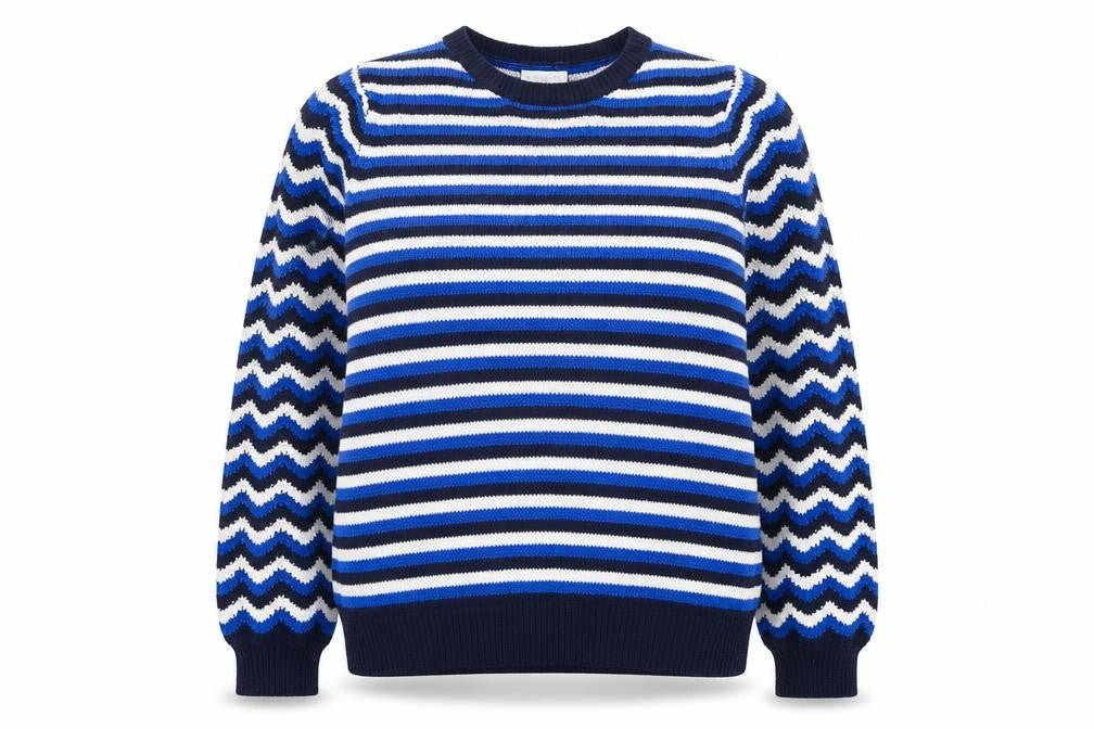 Papaya Womens Blue Crew Neck Striped Polyester Pullover Jumper Size M