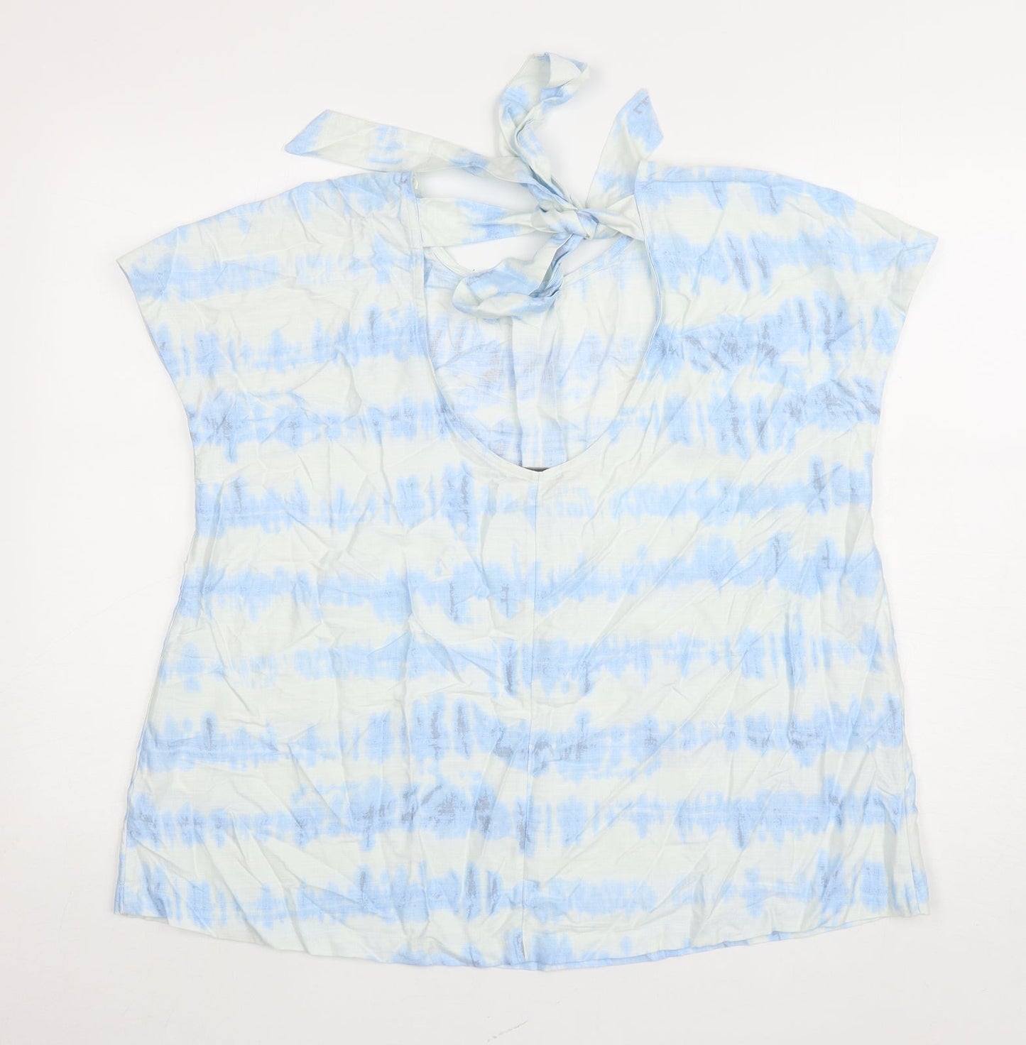 NEXT Womens White Viscose Basic Blouse Size 14 Round Neck - Tie Dye