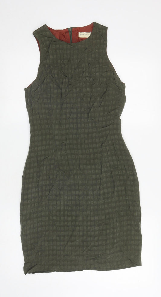 Sticky Fingers Womens Green Polyester Mini Size 10 Round Neck Zip