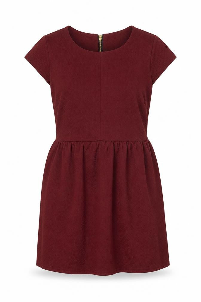 Therapy Womens Red Polyester Fit & Flare Size 12 Boat Neck Zip