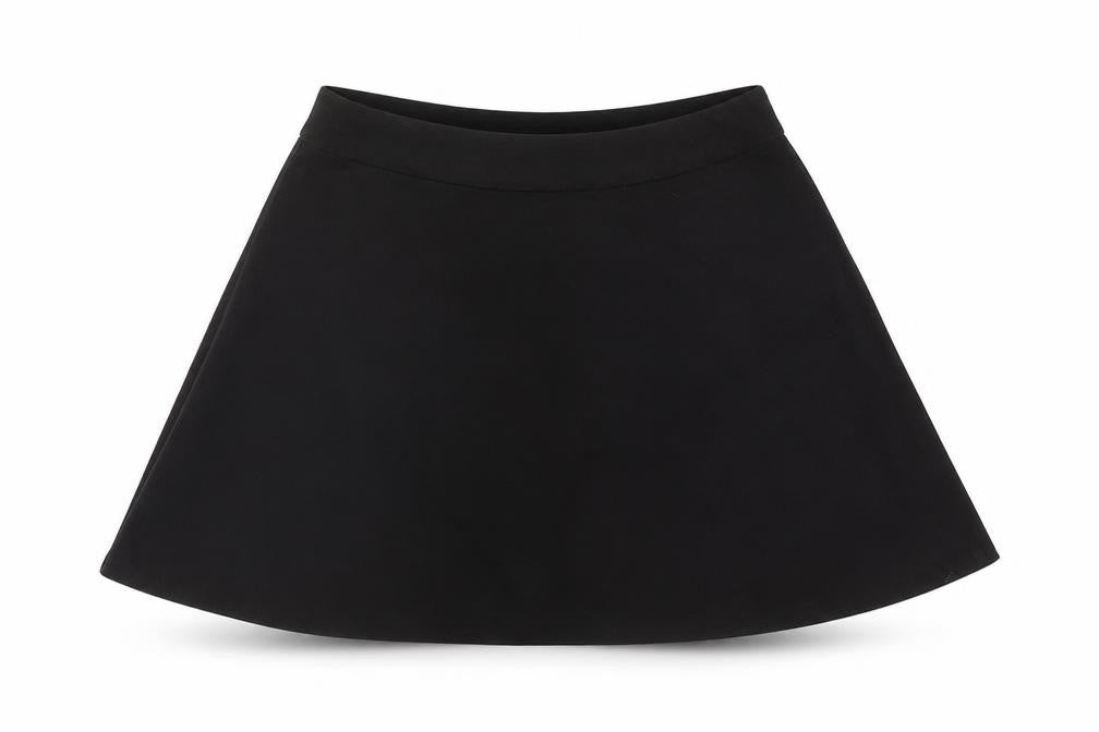 Marks & Spencer Girls Black Polyester Skater Skirt Size 6-7 Years Regular Zip