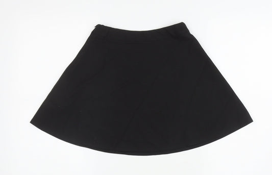 Marks and Spencer Girls Black Polyester Skater Skirt Size 6-7 Years Regular Zip