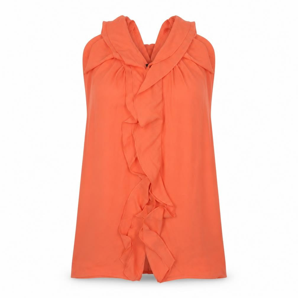 H&M Womens Orange Polyester Mini Size 10 V-Neck Hook & Eye