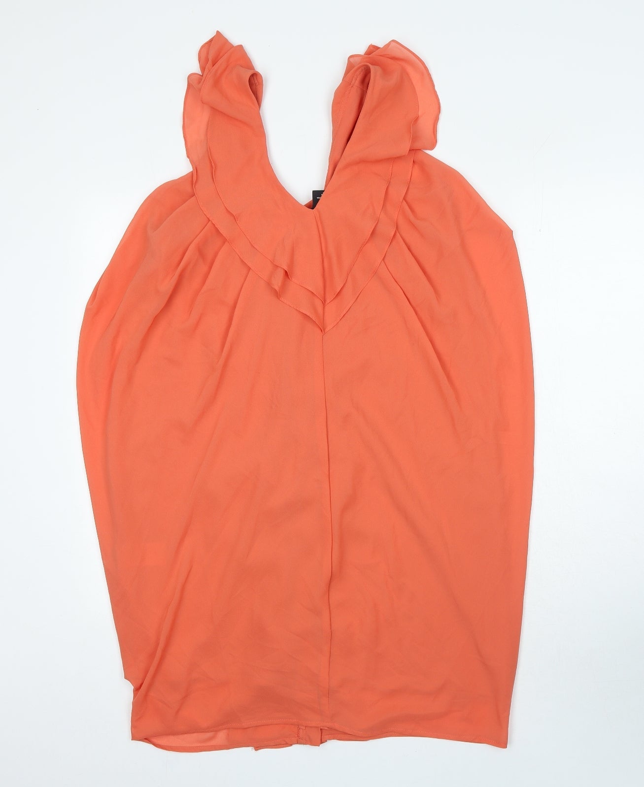 H&M Womens Orange Polyester Mini Size 10 V-Neck Hook & Eye