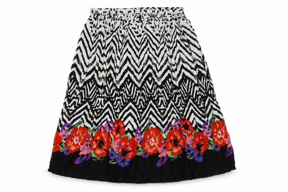 Mitzy Womens Multicoloured Geometric Polyester A-Line Skirt Size L