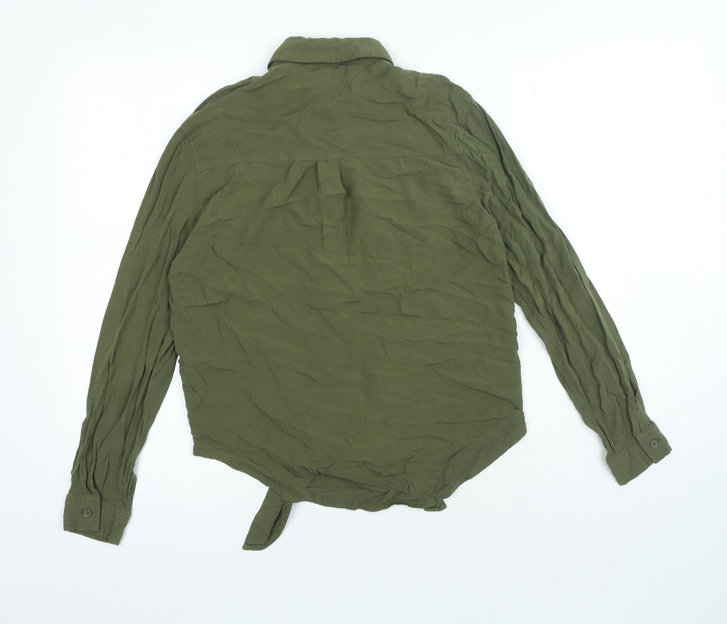 New Look Womens Green Viscose Basic Button-Up Size 6 Collared