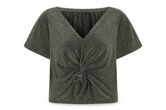 Marks and Spencer Womens Gold Polyimide Basic Blouse Size XS V-Neck