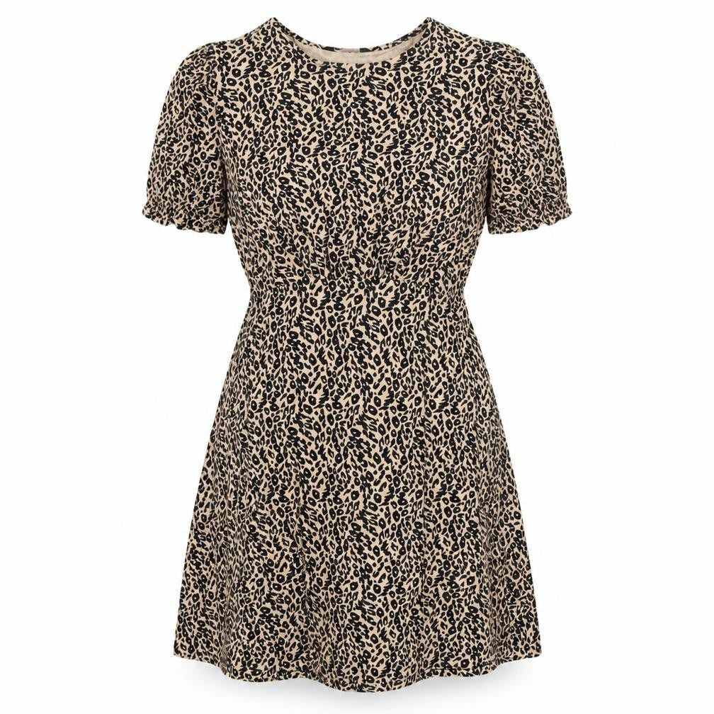 Marks & Spencer Womens Beige Animal Print Viscose A-Line Size 12 Round Neck Pullover