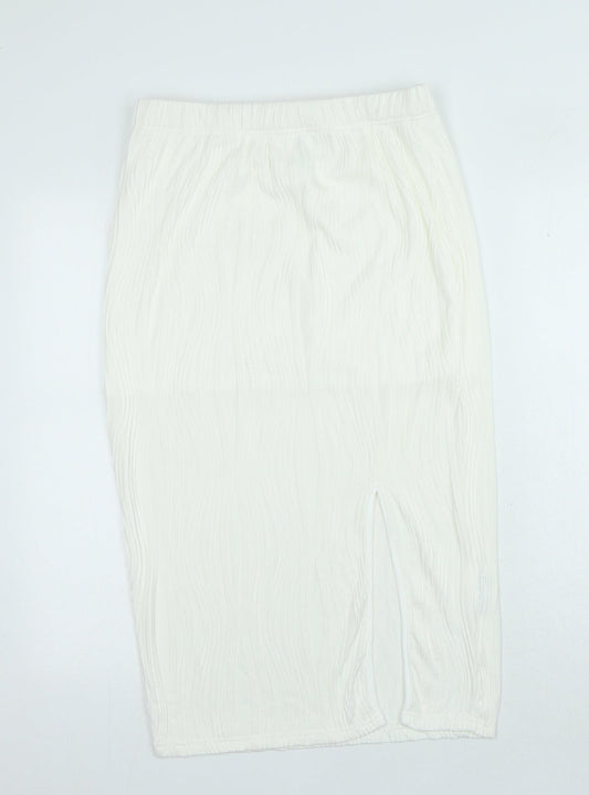 Loness Womens Ivory Polyester Straight & Pencil Skirt Size L