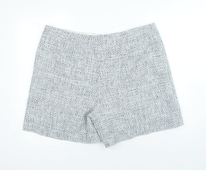 Marks & Spencer Womens Blue Houndstooth Polyester Cut-Off Shorts Size 20 Regular Zip