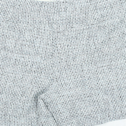 Marks & Spencer Womens Blue Houndstooth Polyester Cut-Off Shorts Size 20 Regular Zip