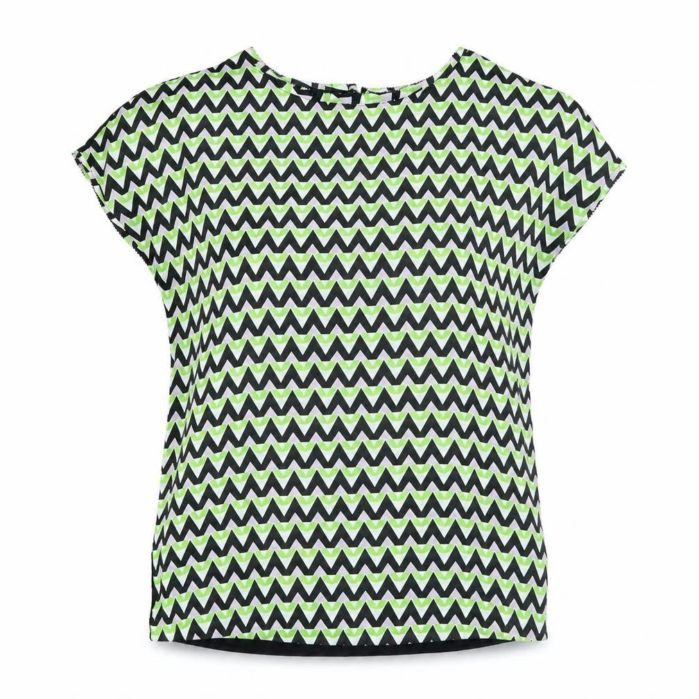 Marks & Spencer Womens Multicoloured Geometric Viscose Basic Blouse Size 8 Round Neck