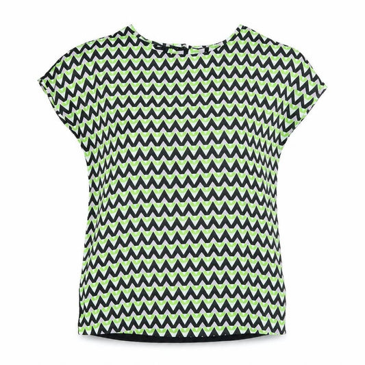 Marks and Spencer Womens Multicoloured Geometric Viscose Basic Blouse Size 8 Round Neck