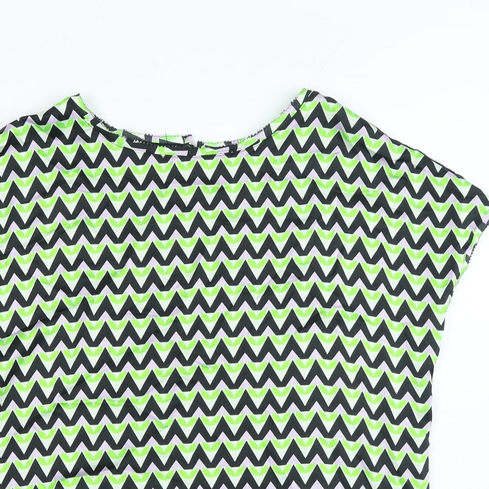 Marks and Spencer Womens Multicoloured Geometric Viscose Basic Blouse Size 8 Round Neck
