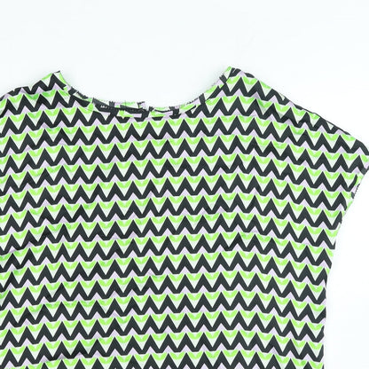 Marks & Spencer Womens Multicoloured Geometric Viscose Basic Blouse Size 8 Round Neck
