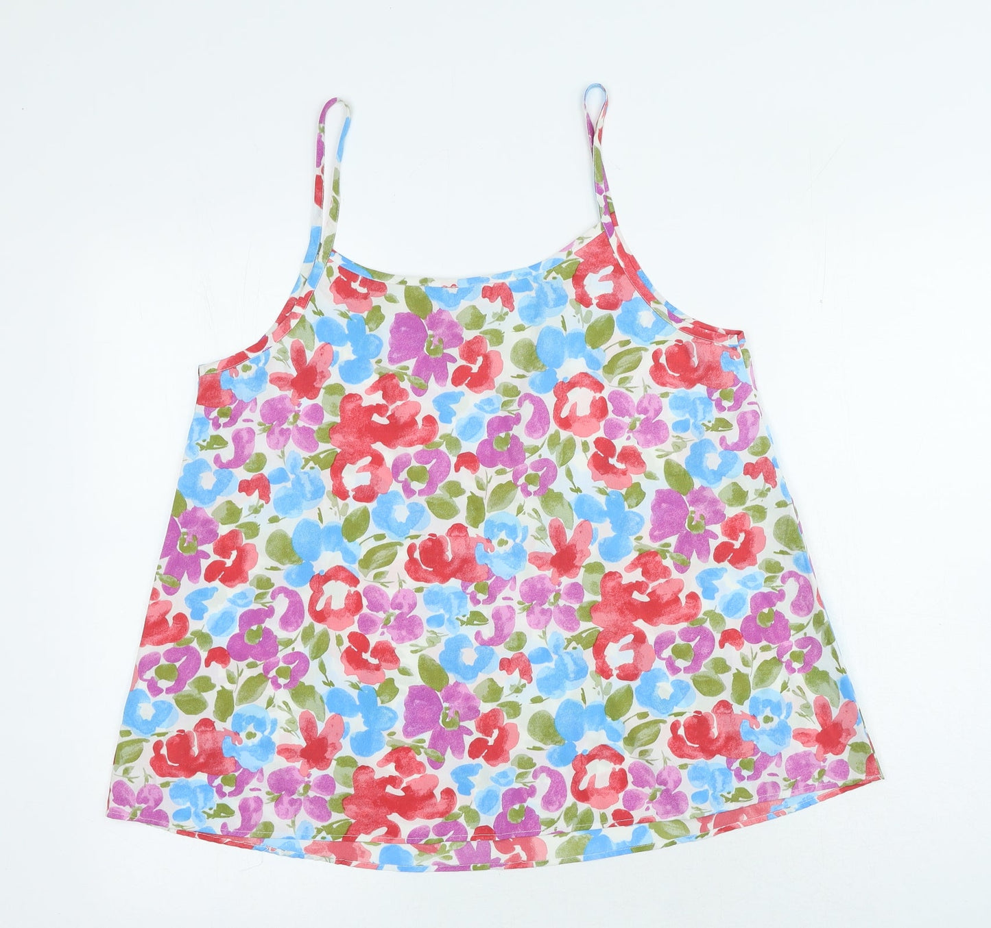 Peacocks Womens Multicoloured Floral Polyester Camisole Blouse Size 14 Round Neck