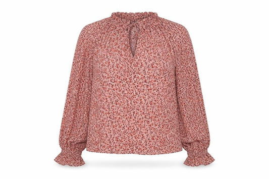 Marks and Spencer Womens Pink Floral Viscose Basic Blouse Size 8 Mock Neck