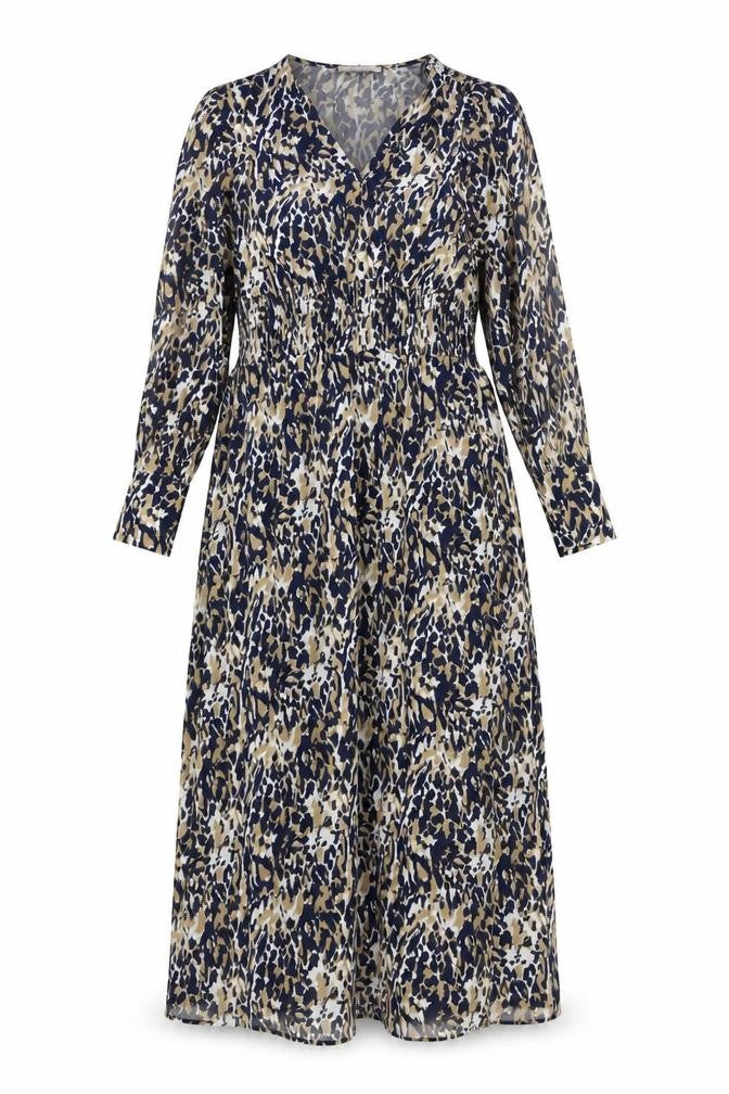 Marks & Spencer Womens Blue Animal Print Viscose Maxi Size 6 V-Neck Pullover