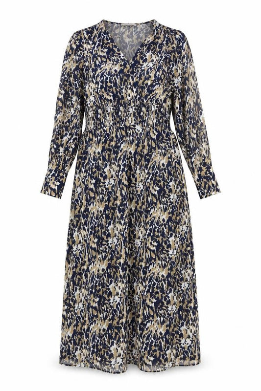 Marks & Spencer Womens Blue Animal Print Viscose Maxi Size 6 V-Neck Pullover