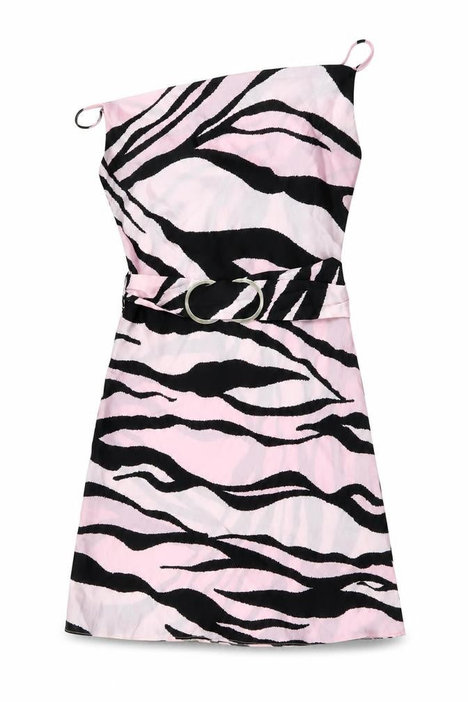 River Island Womens Pink Animal Print Polyester Mini Size 8 Square Neck Pullover