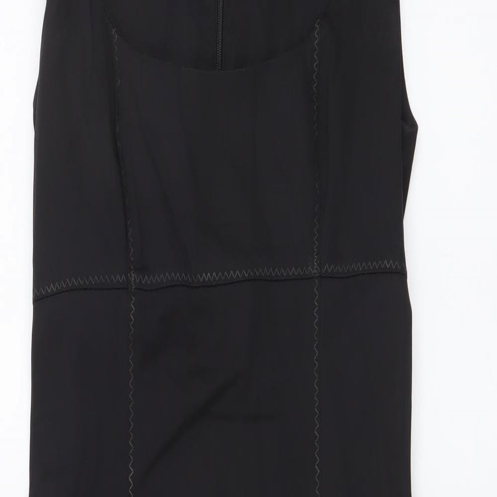 Warehouse Womens Black Polyester Tank Dress Size 8 Scoop Neck Zip