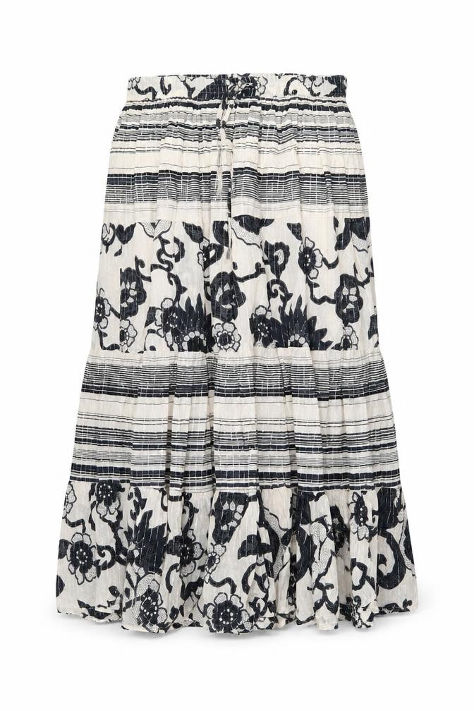 THE STOCK SHOP Womens Beige Geometric Cotton A-Line Skirt Size M Drawstring