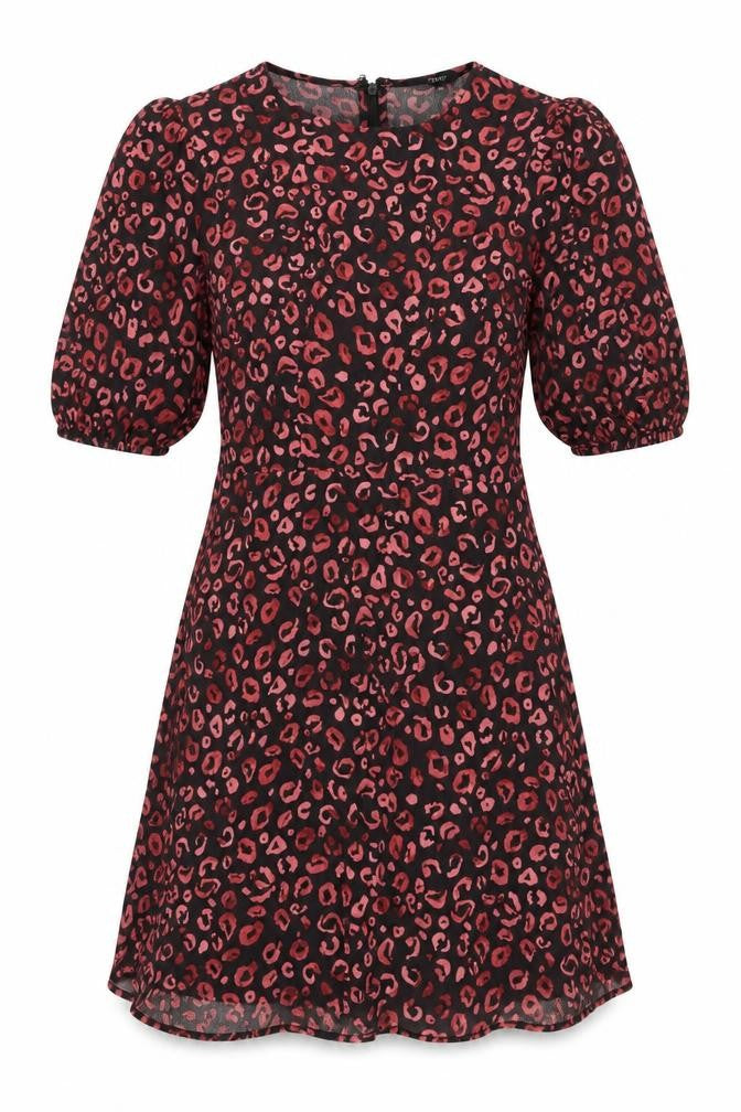 NEXT Womens Red Animal Print Polyester A-Line Size 10 Round Neck Pullover