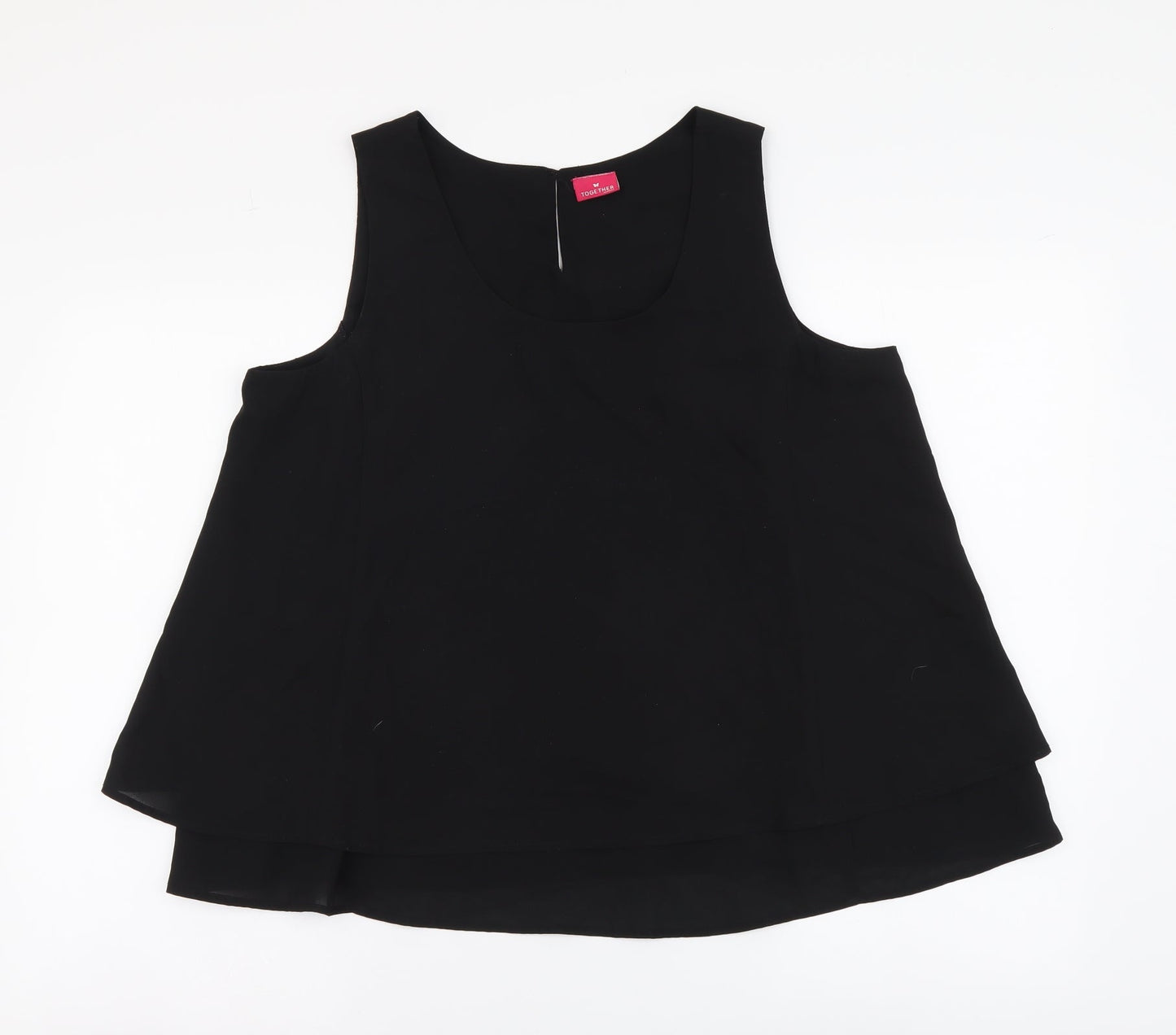 Together Womens Black Polyester Basic Blouse Size 14 Round Neck