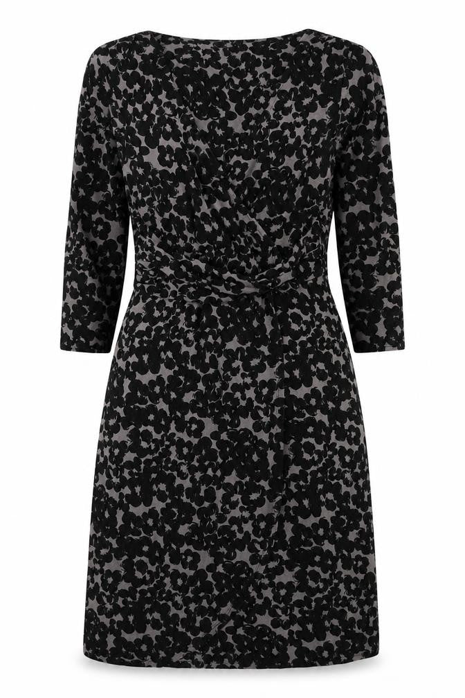 Monsoon Womens Black Floral Viscose Wrap Dress Size 10 V-Neck Tie