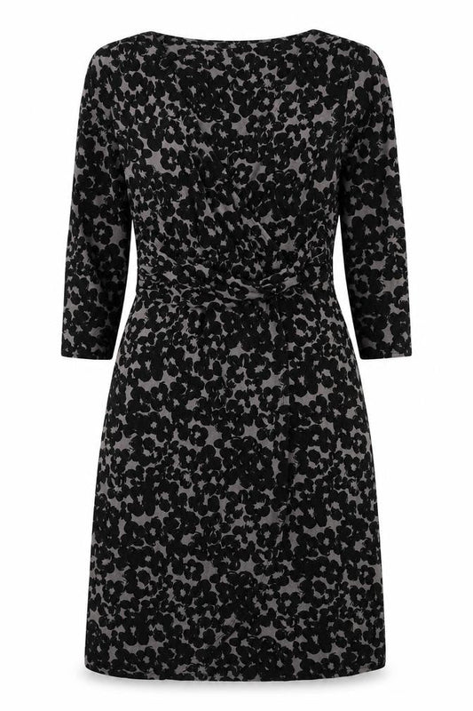 Monsoon Womens Black Floral Viscose Wrap Dress Size 10 V-Neck Tie