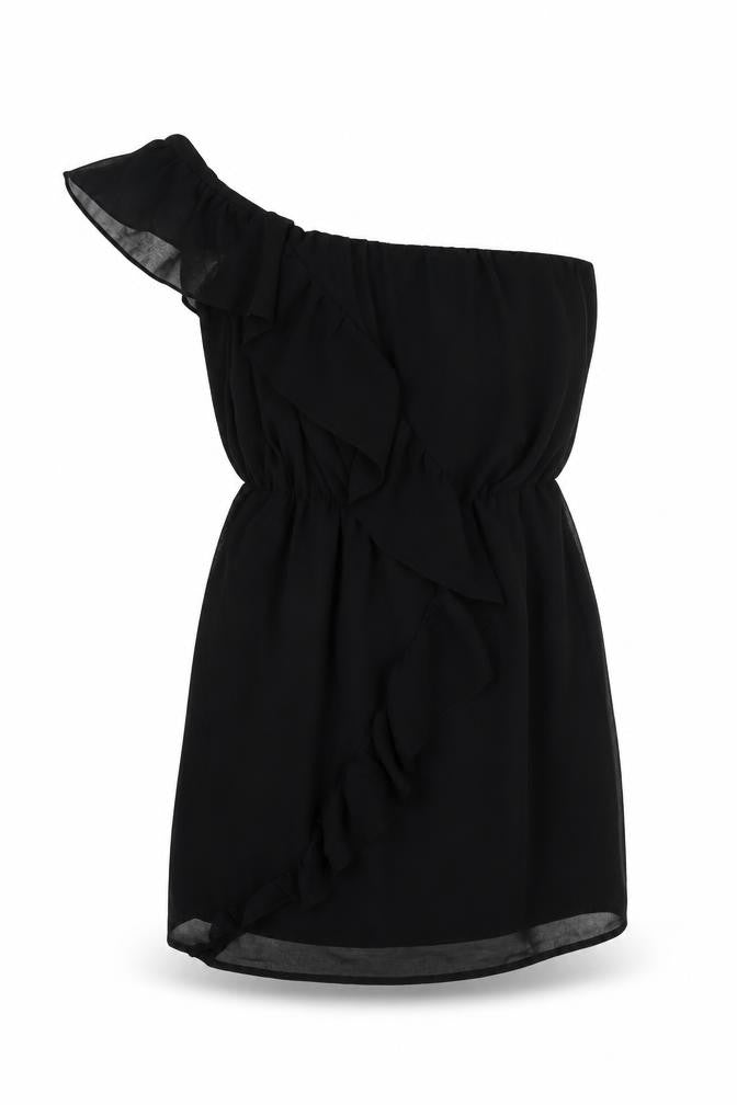 Lipsy Womens Black Polyester Mini Size 10 One Shoulder Pullover