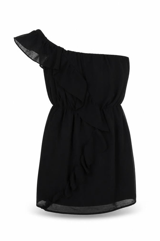 Lipsy Womens Black Polyester Mini Size 10 One Shoulder Pullover